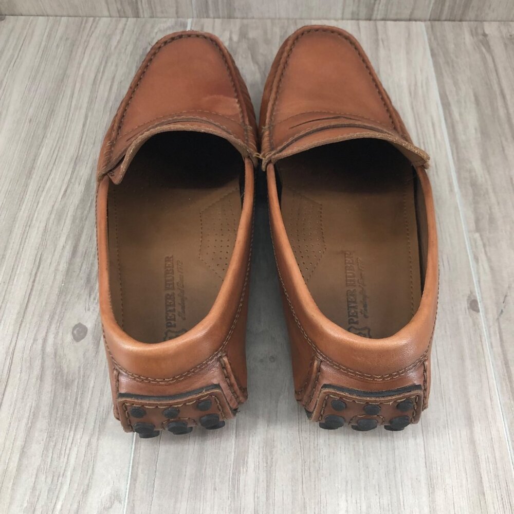 Peter Huber Driving Shoes Mens 8M Maddox Cognac Brown Leather Slip On Shoes - Picture 10 of 13
